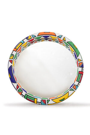 Beaded Mirror Small | Colorful Geometric Pattern