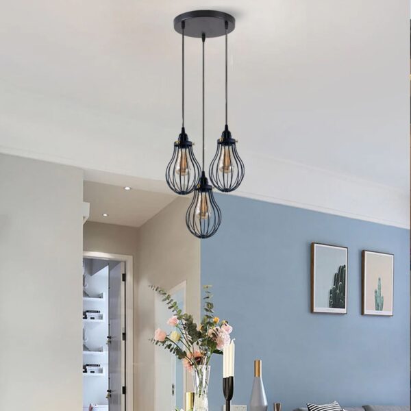 Retro Industrial Black Indoor Hanging Adjustable Pendant Light Big Vase Cage Ceiling Chandelier~3398 - Image 3