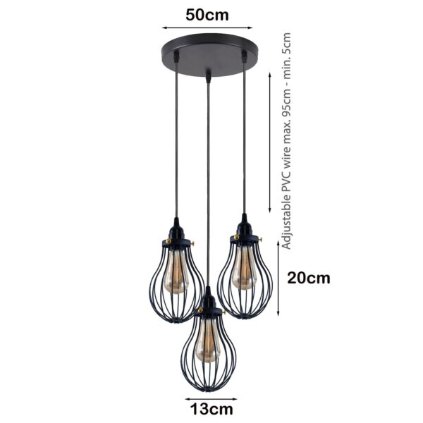 Retro Industrial Black Indoor Hanging Adjustable Pendant Light Big Vase Cage Ceiling Chandelier~3398 - Image 5
