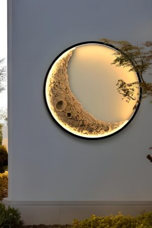 LED Crescent Moon Wall Lamp, Art Decor Wall Lighting for Indoor/Outdoor