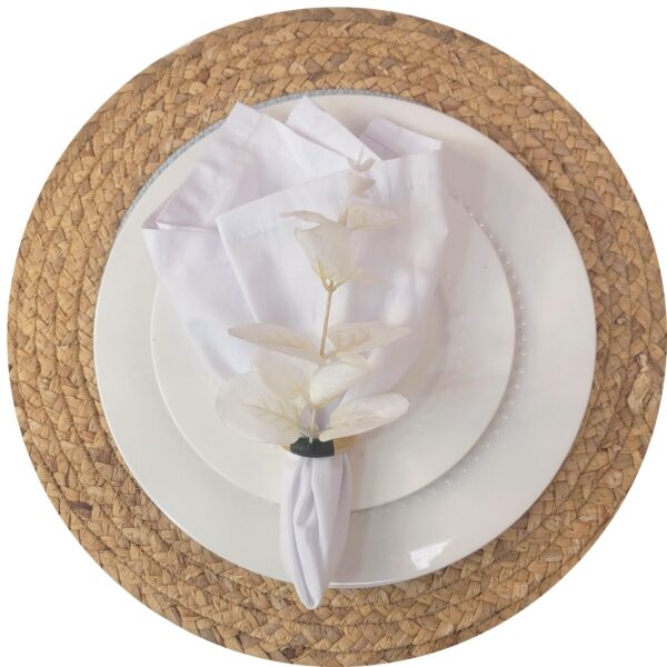 Set of 4 White Leaf Eucalyptus Napkin RingsRustic Napkin Ring, Minimalist Tabledecor, Oriental Tabledeco - Image 2