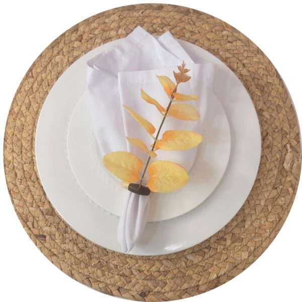 Set of 4 Yellow Leaf Eucalyptus Napkin Rings, Rustic Napkin Ring, Minimalist Tabledecor, Oriental Tabledeco - Image 2
