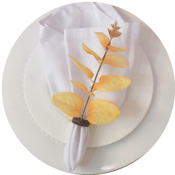 Set of 4 Yellow Leaf Eucalyptus Napkin Rings, Rustic Napkin Ring, Minimalist Tabledecor, Oriental Tabledeco - Image 3