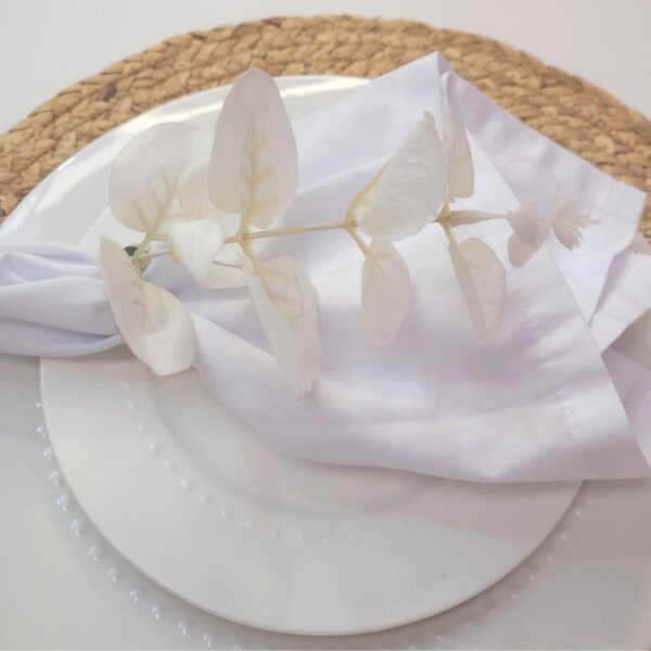 Set of 4 White Leaf Eucalyptus Napkin RingsRustic Napkin Ring, Minimalist Tabledecor, Oriental Tabledeco - Image 5