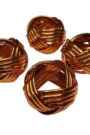 Maison Charlo | Set of 4 Metallic Rustic Braided Napkin Rings by Charlo - orange, pink for Mother's Day, Gift, Birthday
