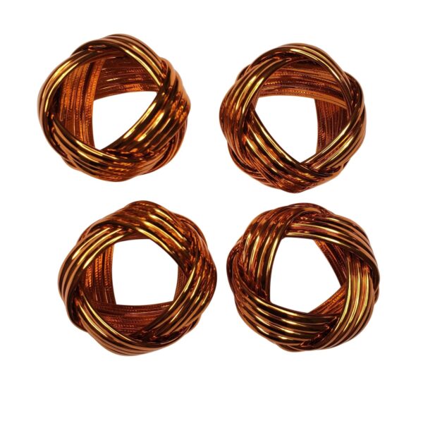 Maison Charlo | Set of 4 Metallic Rustic Braided Napkin Rings by Charlo - orange, pink for Mother's Day, Gift, Birthday - Image 2