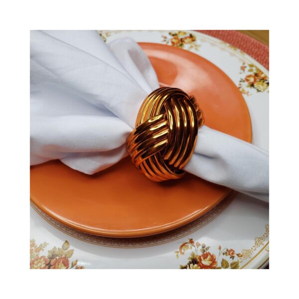Maison Charlo | Set of 4 Metallic Rustic Braided Napkin Rings by Charlo - orange, pink for Mother's Day, Gift, Birthday - Image 3