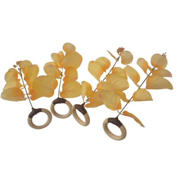 Set of 4 Yellow Leaf Eucalyptus Napkin Rings, Rustic Napkin Ring, Minimalist Tabledecor, Oriental Tabledeco - Image 5