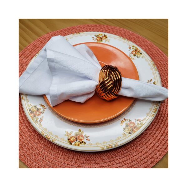 Maison Charlo | Set of 4 Metallic Rustic Braided Napkin Rings by Charlo - orange, pink for Mother's Day, Gift, Birthday - Image 4