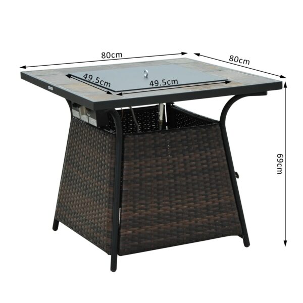 Wicker Gas Fire Pit W/Lid 80Lx80Wx69H cm-Brown /Black - Image 3