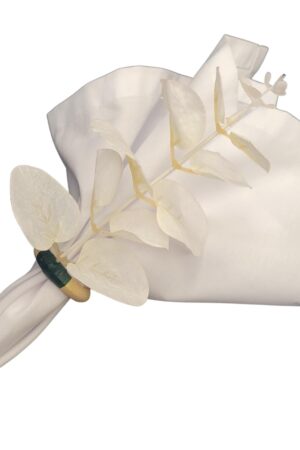 Set of 4 White Leaf Eucalyptus Napkin RingsRustic Napkin Ring, Minimalist Tabledecor, Oriental Tabledeco