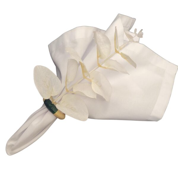 Set of 4 White Leaf Eucalyptus Napkin RingsRustic Napkin Ring, Minimalist Tabledecor, Oriental Tabledeco