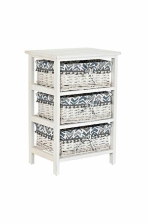 Chest of drawers DKD Home Decor Blue White wicker Paolownia wood 40 x 29 x 59 cm