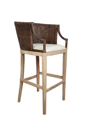 Stool Romimex Brown Natural Rattan Teak 58 x 110 x 60 cm