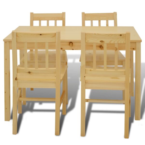 vidaXL Dining Table and Chair Dining Set Dinner Table with 4 Chairs Natural - Image 2