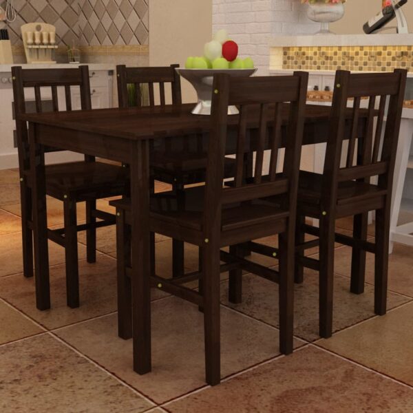 vidaXL Dining Table and Chair Dining Set Dinner Table with 4 Chairs Natural - Image 3