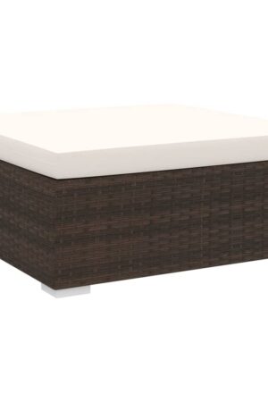 vidaXL Outdoor Wicker Ottoman Wicker Ottoman Seat with Cushion Poly Rattan