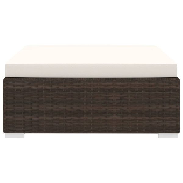 vidaXL Outdoor Wicker Ottoman Wicker Ottoman Seat with Cushion Poly Rattan - Image 5