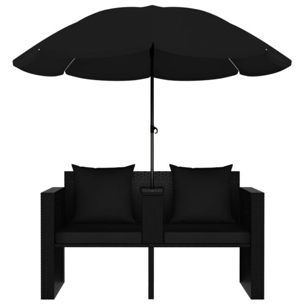 vidaXL Patio Bed Outdoor Patio Lounger Wicker Daybed with Parasol Poly Rattan - Image 2