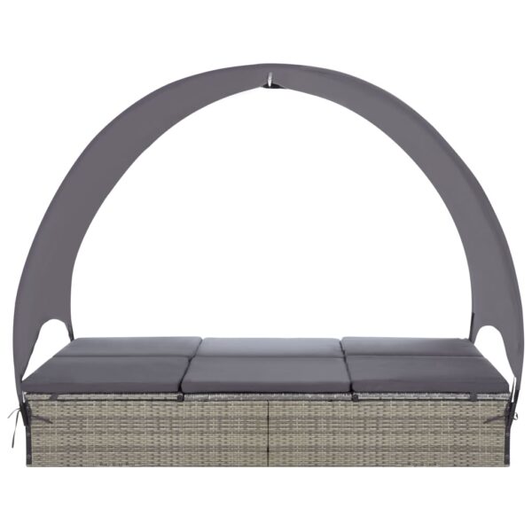 vidaXL Double Sun Lounger Patio Rattan Wicker Daybed with Canopy Poly Rattan - Image 3