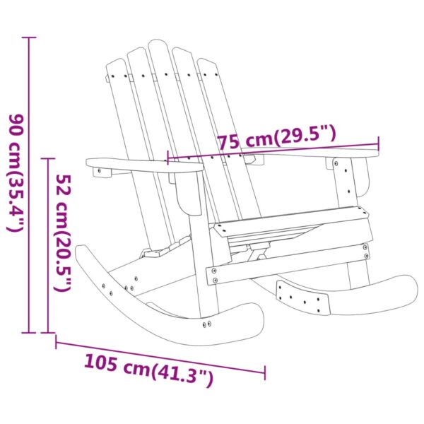 vidaXL Adirondack Rocking Chair Porch Rocker with High Back Solid Wood Acacia - Image 4
