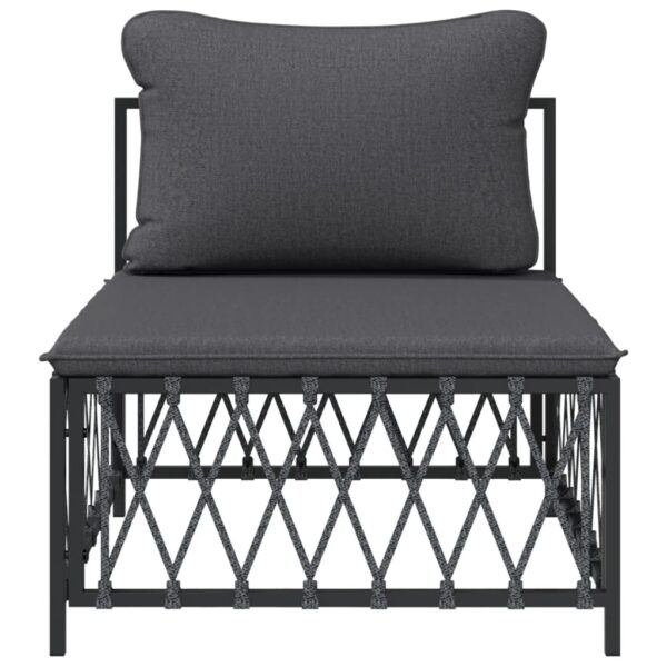 vidaXL Patio Middle Sofa with Cushions Anthracite Woven Fabric - Image 2