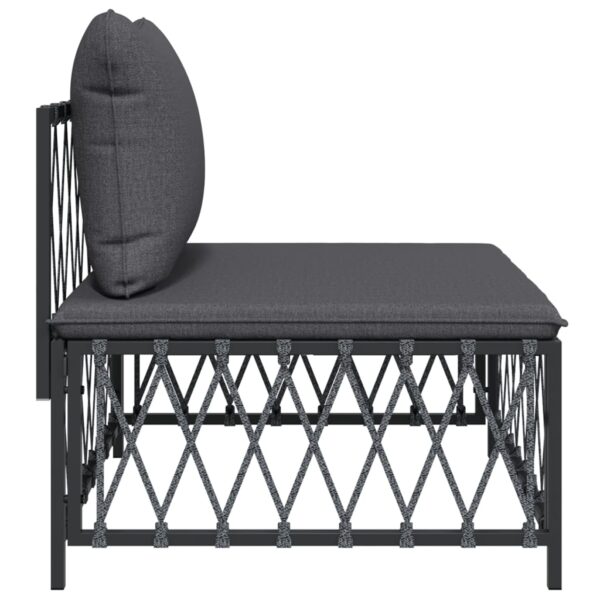 vidaXL Patio Middle Sofa with Cushions Anthracite Woven Fabric - Image 3