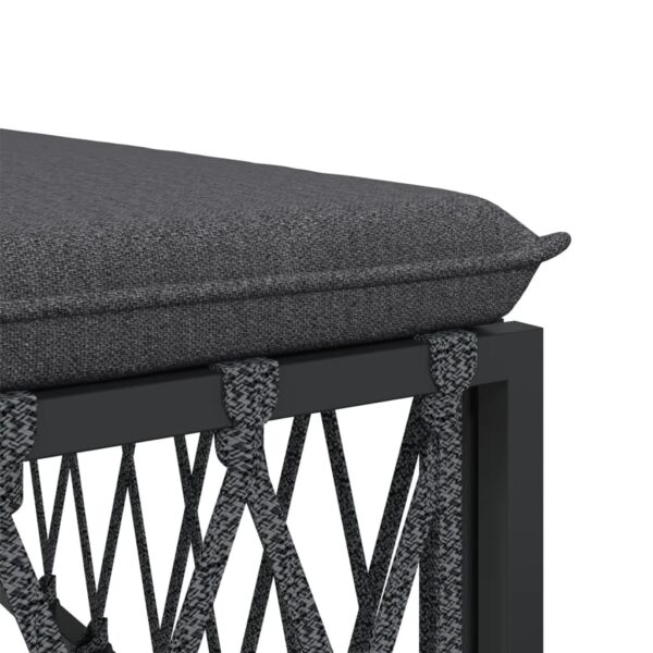 vidaXL Patio Middle Sofa with Cushions Anthracite Woven Fabric - Image 4