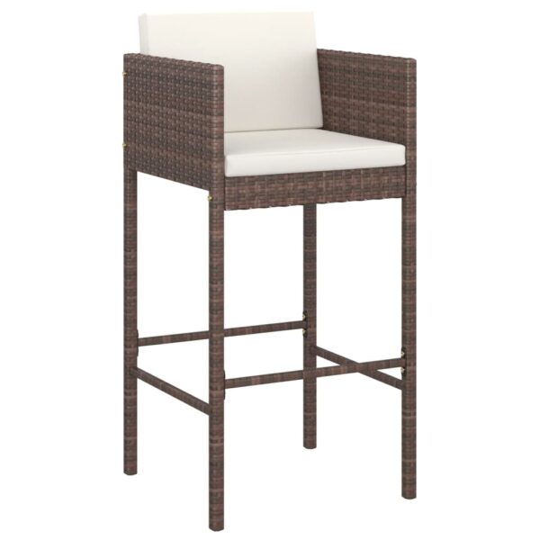 vidaXL Patio Bar Set Outdoor Wicker Table and Stool with Cushions Poly Rattan - Image 2