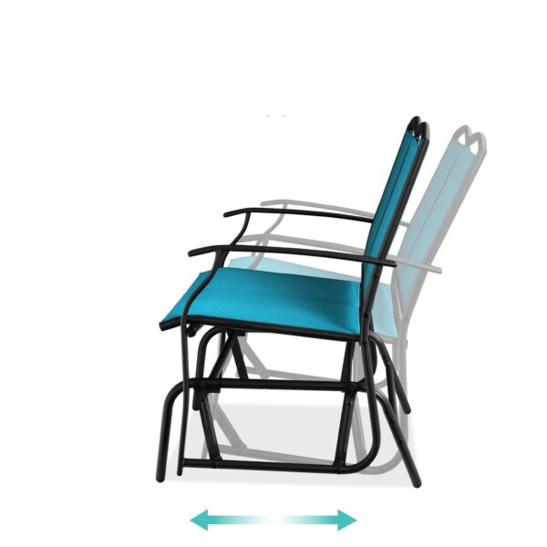 2 Seat Mesh Patio Loveseat Swing Glider Rocker with Armrests in Blue - Image 2