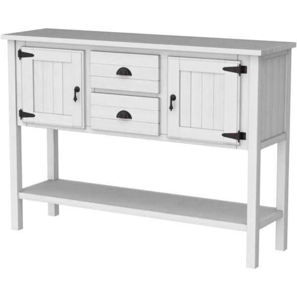 Farmhouse Solid Wood Sofa Table with Storage Drawers in Rustic White Finish - Image 2