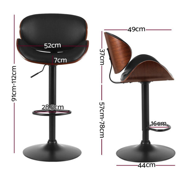 Artiss 2X Bar Stools Kitchen Stool Chairs Dining Swivel Gas Lift Wooden Metal - Image 2