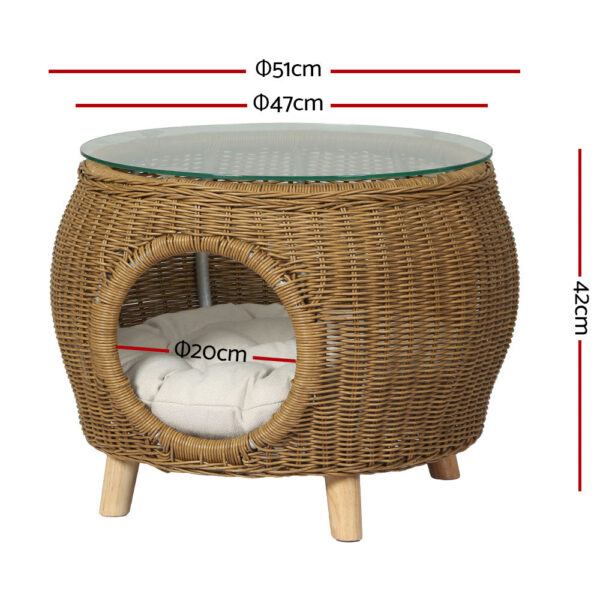 Gardeon Side Table Coffee Pet Bed Wicker Indoor Outdoor Furniture Patio Desk - Image 2