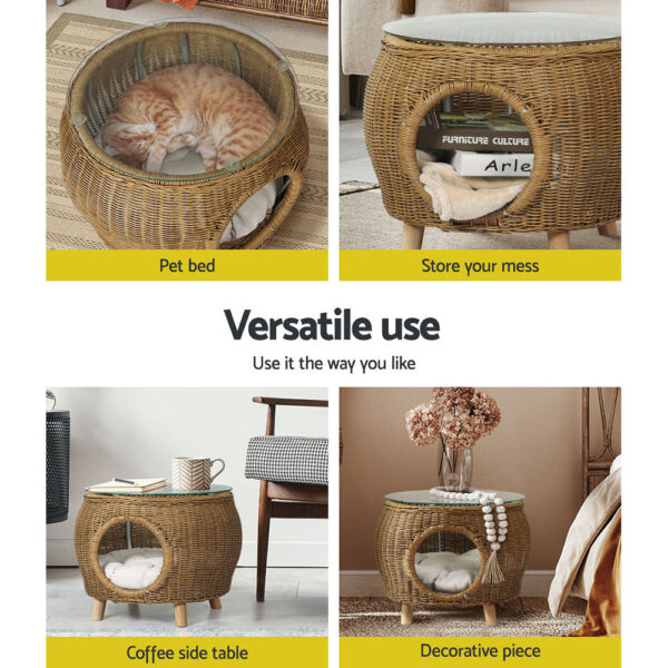 Gardeon Side Table Coffee Pet Bed Wicker Indoor Outdoor Furniture Patio Desk - Image 5