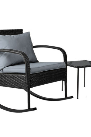 Gardeon Wicker Rocking Chairs Table Set Outdoor Setting Recliner Patio Furniture