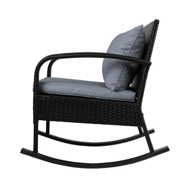 Gardeon Wicker Rocking Chairs Table Set Outdoor Setting Recliner Patio Furniture - Image 4