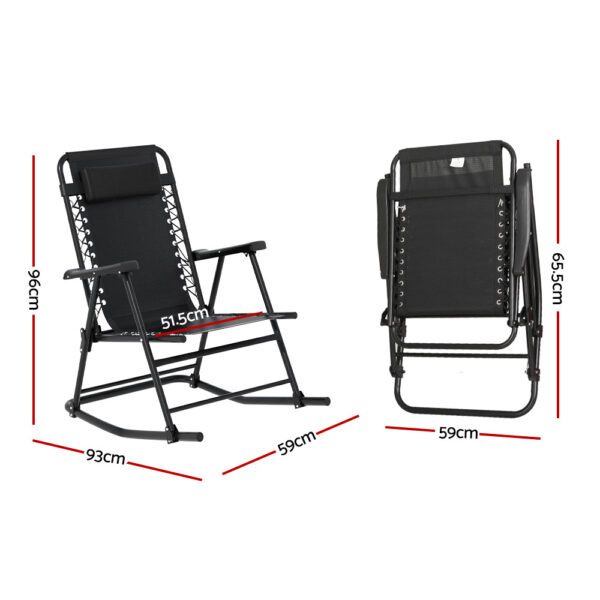 Gardeon Outdoor Rocking Chair Folding Reclining Recliner Patio Furniture Garden - Image 2