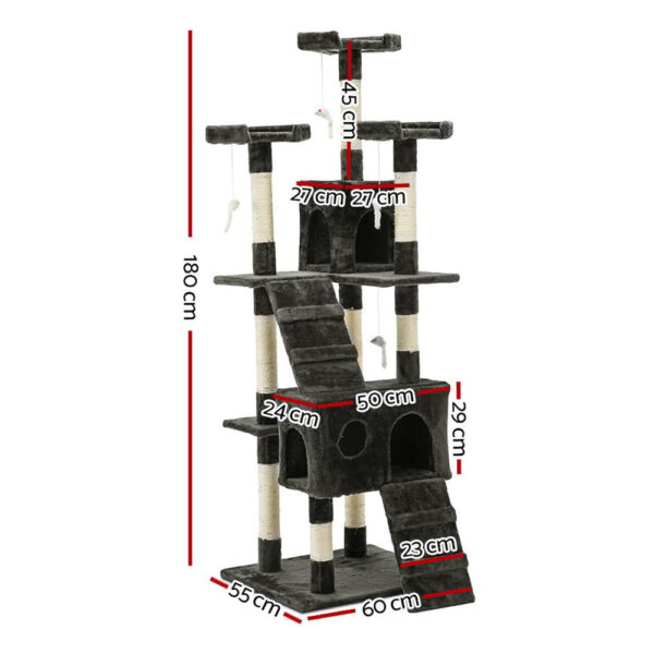 i.Pet Cat Tree 180cm Trees Scratching Post Scratcher Tower Condo House Furniture Wood - Image 2