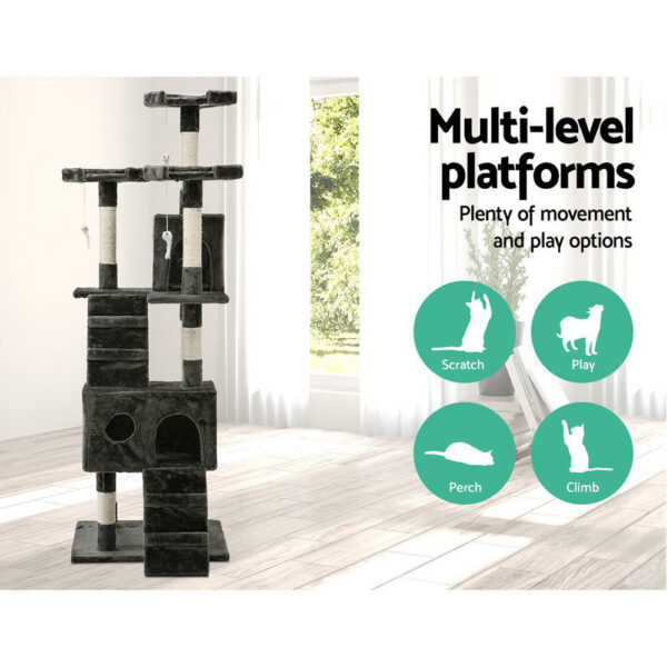 i.Pet Cat Tree 180cm Trees Scratching Post Scratcher Tower Condo House Furniture Wood - Image 3