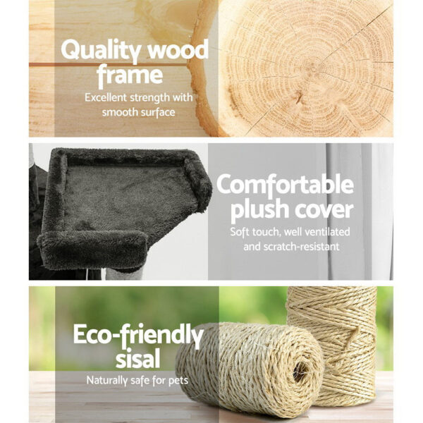 i.Pet Cat Tree 180cm Trees Scratching Post Scratcher Tower Condo House Furniture Wood - Image 4
