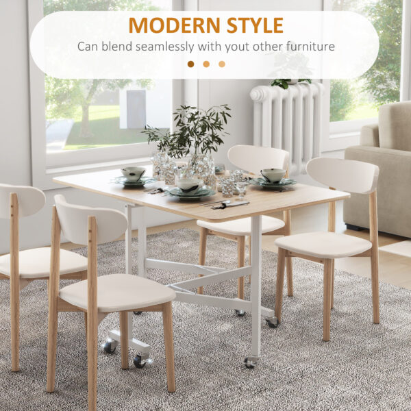 Drop Leaf Dining Table with Metal Frame for 4-6 Person, Folding Kitchen Table for Small Spaces, Nature | HOMCOM - Image 3