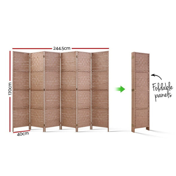 Artiss 6 Panel Room Divider Screen Privacy Timber Foldable Dividers Stand Natural - Image 2