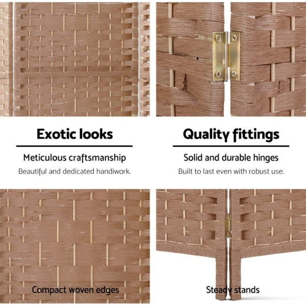 Artiss 6 Panel Room Divider Screen Privacy Timber Foldable Dividers Stand Natural - Image 3