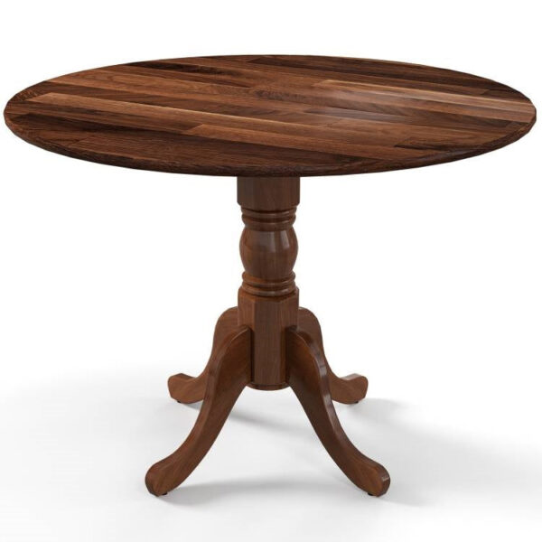 Round 40-inch Solid Wood Farmhouse Kitchen Dining Table in Medium Brown Finish - Image 2