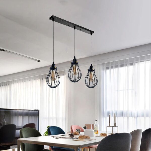 Retro Industrial Black Indoor Hanging Adjustable Pendant Light Big Vase Cage Ceiling Chandelier~3398 - Image 2