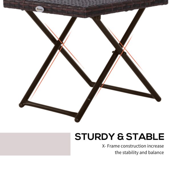 Garden Small Folding Square Rattan Coffee Table Bistro Balcony Outdoor Wicker Weave Side Table 40H x 40L x 40Wcm Brown - Image 5