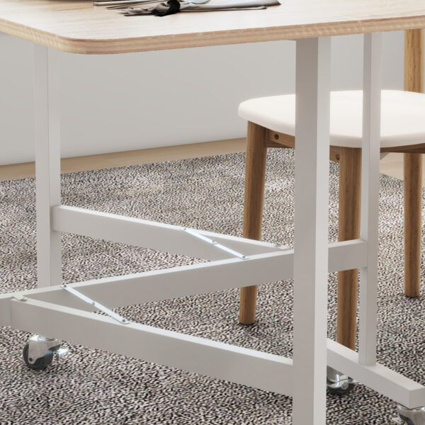 Drop Leaf Dining Table with Metal Frame for 4-6 Person, Folding Kitchen Table for Small Spaces, Nature | HOMCOM - Image 7