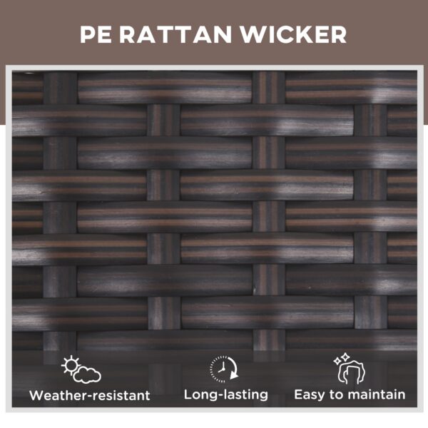 3 Pieces Patio Lounge Chair Set, Garden Wicker Wheeling Recliner Outdoor Daybed, PE Rattan Lounge Chairs w/Cushions & Side Coffee Table Brown - Image 4