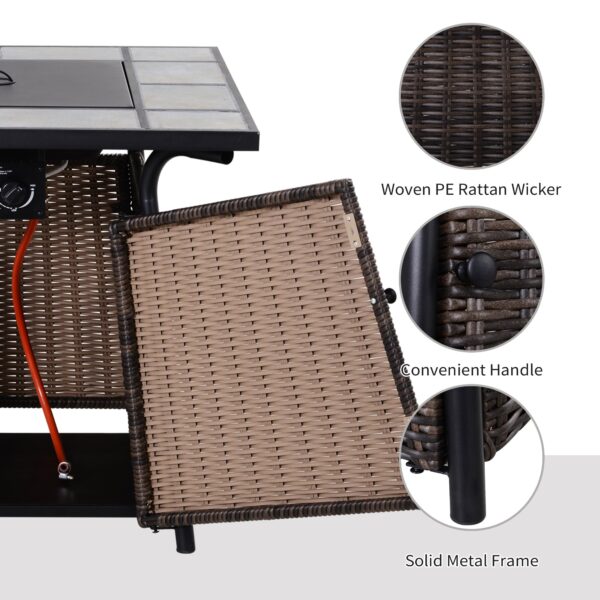 Wicker Gas Fire Pit W/Lid 80Lx80Wx69H cm-Brown /Black - Image 5